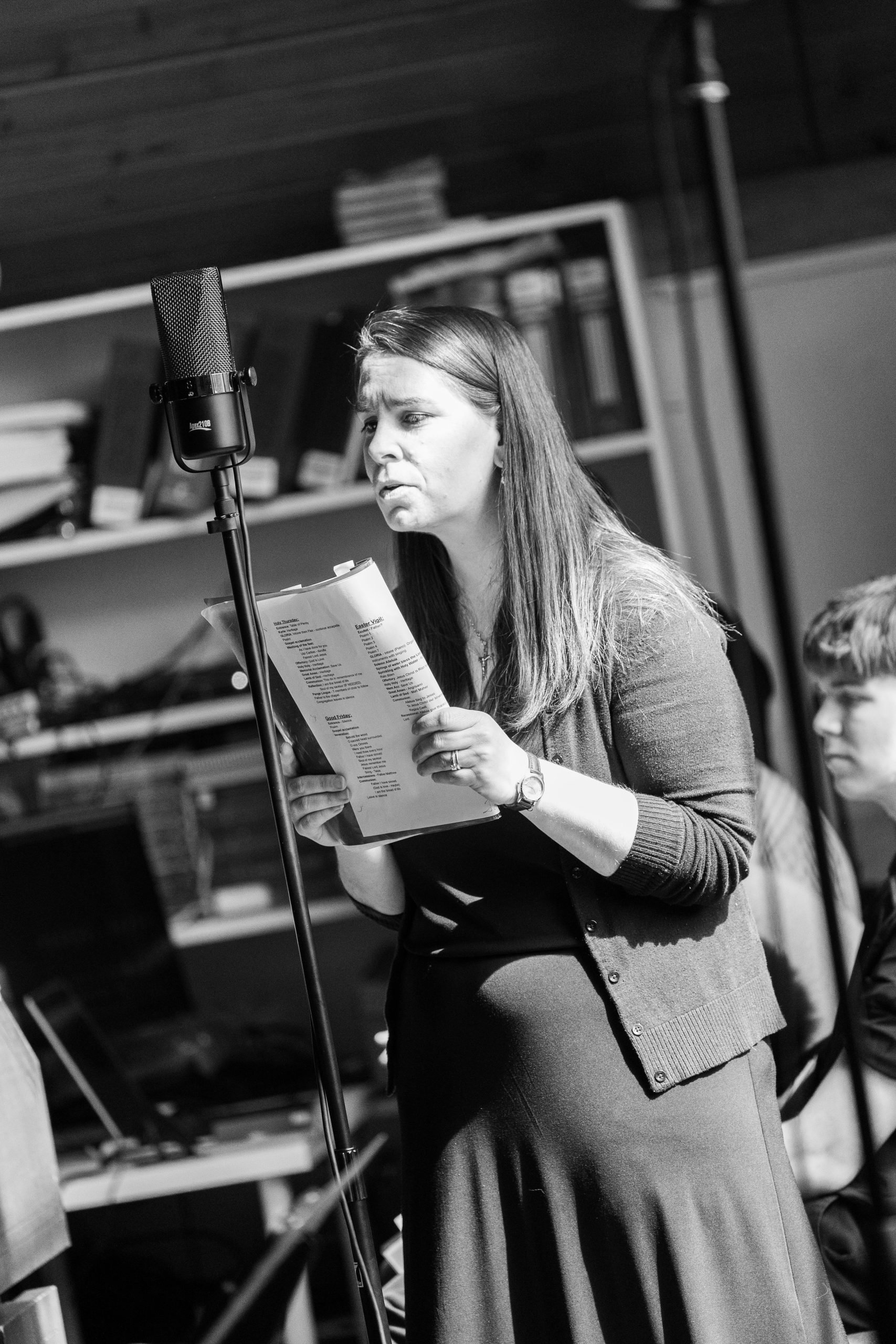 Choir members singing